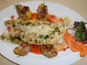 Hauptgericht – Fisch mit Ofenkartoffeln und Gemüse